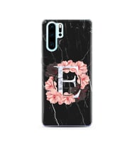 Mermer Çiçekli Harf Tasarım Süper Şeffaf Silikon Telefon Kılıfı Huawei P30 Pro E