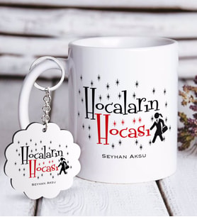 BK Gift Kişiye Özel Hocaların Hocası Beyaz Kupa ve Anahtarlık Hediye Seti-2 (Model 1)