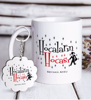 BK Gift Kişiye Özel Hocaların Hocası Beyaz Kupa ve Anahtarlık Hediye Seti-2 (Model 1)