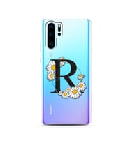 Papatya Harf Tasarım Süper Şeffaf Silikon Telefon Kılıfı Huawei P30 Pro  R-Harfi