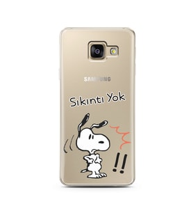 Snoopy Tasarımlı Süper Şeffaf Silikon Telefon Kılıfı Samsung A3 (2017)