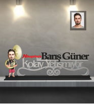 Kişiye Özel Korno Karikatürlü Kolay Yetişmiyor Ahşap Biblo Bay-1