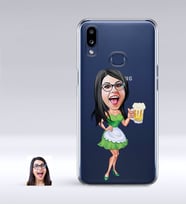 BK Gift Kişiye Özel Bayan Karikatürlü Samsung Galaxy A10s İnce Şeffaf Silikon Telefon Kapağı-30 (Beyaz)