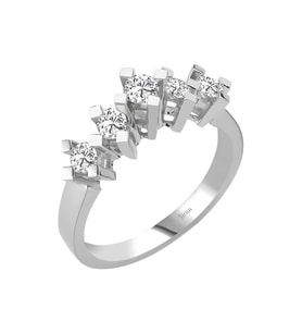Sirius F Renk 0,50 Karat Pırlanta 5 Taş Yüzük 0723R0097