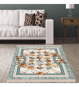 Osmanlı Desen Kırkyama Patchwork Desenli Etnik Dijital Baskı Yıkanabilir Modern Salon Halı ve Yollu (Bej)