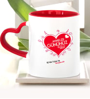 BK Gift Kişiye Özel Anneler Gününüz Kutlu Olsun Kırmızı Kalpli Kupa Bardak  10