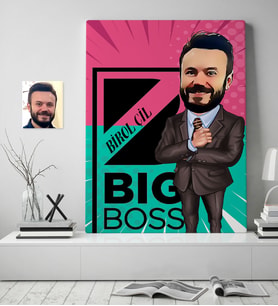 BK Gift Kişiye Özel Bay Big Boss Karikatür Kanvas Tablo 70x100cm 1