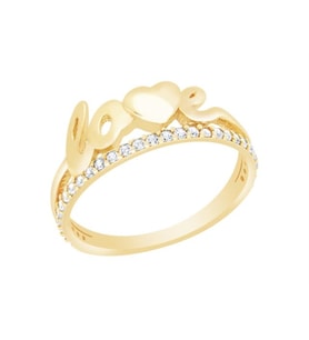 Diamond Line-Gülaylar Altın 14 Ayar Love Yüzük