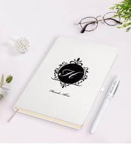 BK Gift Kişiye Özel Baş Harf İsim Tasarımlı Beyaz Defter Kalem Seti-9