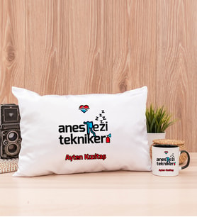 Anestezi Teknikeri Dikdörtgen Yastık ve Siyah Kupa Bardak