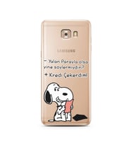 Snoopy Tasarımlı Süper Şeffaf Silikon Telefon Kılıfı Samsung C9 