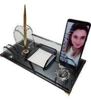 Kristal Masaüstü Kalemli isimlik Ofis Makam Hediyesi M530 fume GOLD (Siyah)