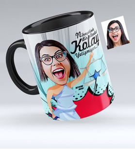 BK Gift Kişiye Özel Bayan Avukat Karikatürlü Siyah Kupa Bardak  1