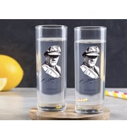 BK Gift Kişiye Özel Renkli Baskılı Atatürk Temalı İkili Vodka Bardağı-17 (Beyaz)