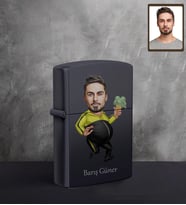 Kişiye Özel Erkek Karikatürlü UV Baskılı Siyah Benzinli Çakmak Bay-12