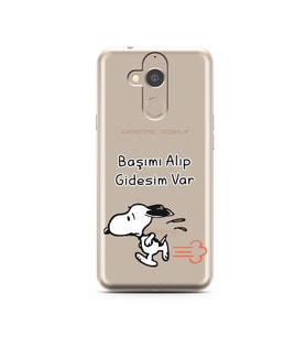 Snoopy Tasarımlı Süper Şeffaf Silikon Telefon Kılıfı General Mobile GM8