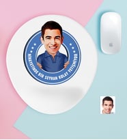BK Gift Kişiye Özel Bay Kolay Yetişmiyor Karikatürlü Bilek Destekli Mouse Pad-3 (Beyaz)