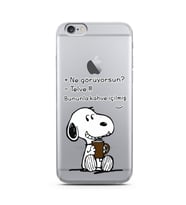 Snoopy Tasarımlı Süper Şeffaf Silikon Telefon Kılıfı İphone 6s Plus