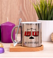 Avukat Ahşap Altlıklı Silver Kupa Bardak