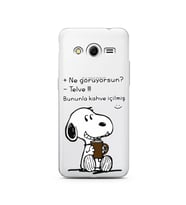 Snoopy Tasarımlı Süper Şeffaf Silikon Telefon Kılıfı Samsung Core 2