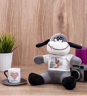 Love Tasarım Hediyelik Siyah Türk Kahvesi Fincanı ve Peluş Eşek