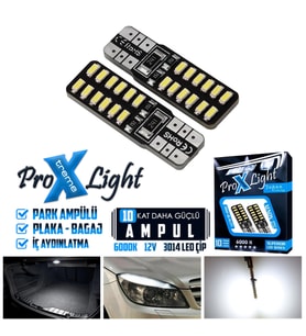 T10 Dipsiz W5W CANBUS 24 Ledli Park Plaka Ampülü ( 2 Adet ) (Beyaz)