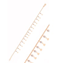Söğütlü Silver Gümüş rose zirkon taşlı çift sıra kalp pullu halhal