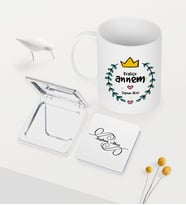 BK Gift Kişiye Özel Kraliçe Annem Beyaz Kupa Ayna Seti (Model 1)