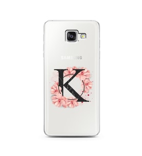 Pembe Çiçekli Harf Tasarım Süper Şeffaf Silikon Telefon Kılıfı Samsung A5 (2016)