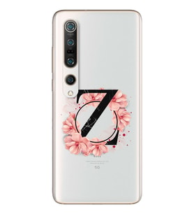 Pembe Çiçekli Harf Tasarım Süper Şeffaf Silikon Telefon Kılıfı Xiomai Mi10- Mi 1