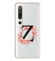 Pembe Çiçekli Harf Tasarım Süper Şeffaf Silikon Telefon Kılıfı Xiomai Mi10- Mi 1
