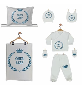 Pia Baby GL 2008 İsme Özel Taçlı Yastık Battaniye Zıbın Set