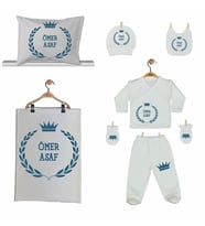 Pia Baby GL 2008 İsme Özel Taçlı Yastık Battaniye Zıbın Set