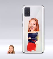 BK Gift Kişiye Özel Bayan Karikatürlü Samsung Galaxy A51 İnce Şeffaf Silikon Telefon Kapağı-12 (Beyaz)