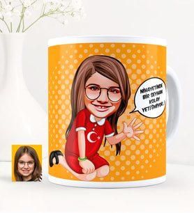 BK Gift Kişiye Özel Kolay Yetişmiyor Kız Çocuk Karikatürlü Beyaz Kupa Bardak - 3