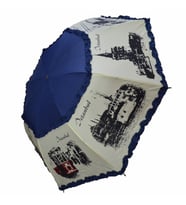GiftHome İstanbul Desenli Katlanır Kadın Şemsiye Mavi