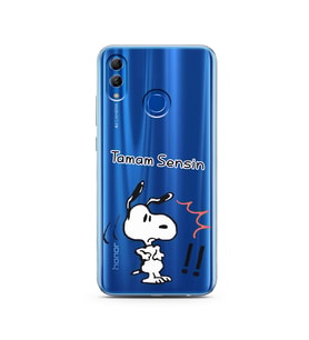 Snoopy Tasarımlı Süper Şeffaf Silikon Telefon Kılıfı Huawei Honor 10 Lite 