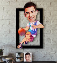 BK Gift Kişiye Özel Bay Basketbolcu Karikatürlü 3D Ahşap Tablo-1