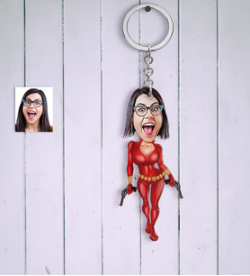 BK Gift Kişiye Özel Şeytan Kız Karikatür Anahtarlık  1