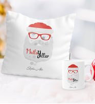 BK Gift Kişiye Özel Yılbaşı Noel Baba Temalı Yastık Kupa Seti - 2