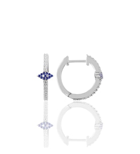 Söğütlü Silver Gümüş rodyumlu safir taşlı eye gümüş halka küpe