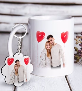 BK Gift Kişiye Özel Fotoğraflı Beyaz Kupa ve Anahtarlık Hediye Seti (Model 1)