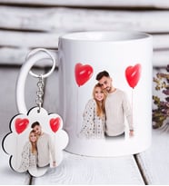 BK Gift Kişiye Özel Fotoğraflı Beyaz Kupa ve Anahtarlık Hediye Seti (Model 1)