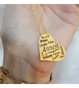 Anneler Günü Hediyesi Gümüş Kolye Özel Gün Hediyesi (Gold)