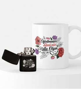 BK Gift Kişiye Özel Öğretmenler Günü Temalı Çakmak ve Kupa Seti - 5