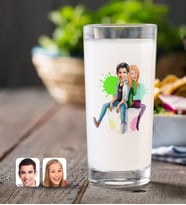 BK Gift Kişiye Özel Sevgililer Karikatürlü Rakı Bardağı-35 (Beyaz)