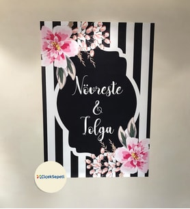 70x100cm Söz, Nişan,Kına Gecesi, Düğün İçin Kişiye Özel Branda Afiş Arka Fon