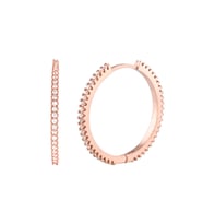 Afrodit Silver 22 mm Roze Rengi Taşlı Halka Gümüş Küpe