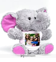 Kişiye Özel Fotoğraflı Peluş Pembe Fil