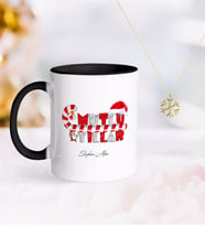 BK Gift Kişiye Özel Yılbaşı Mutlu Yıllar Siyah Kupa ve Kar Tanesi Kolye-2 (Model 1)